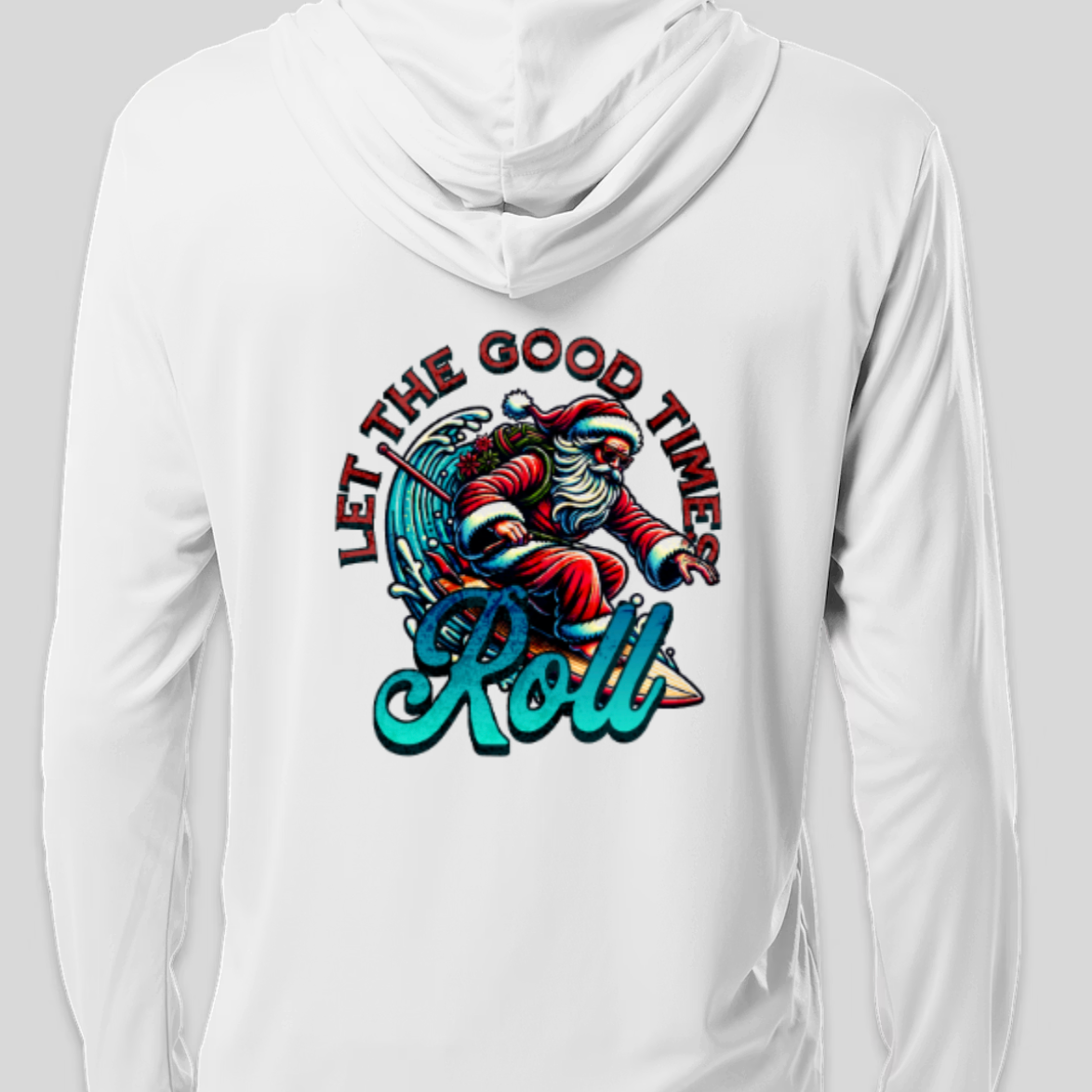 White Surfing Santa Pullover